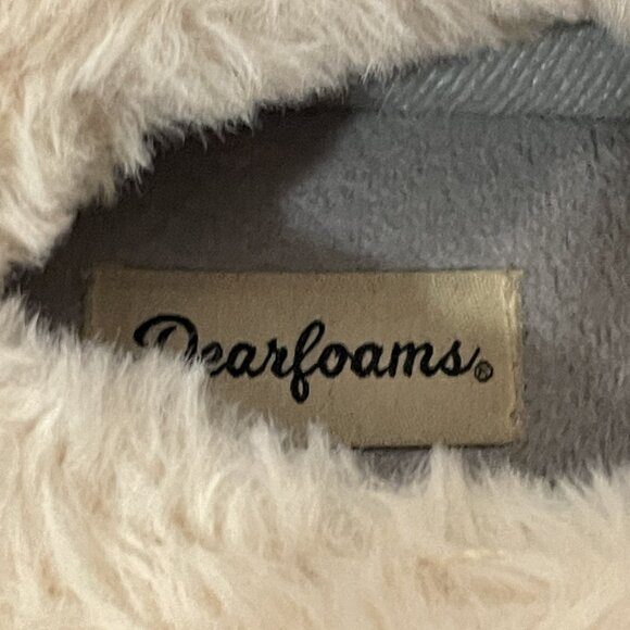 Dearfoams Women's Clog Slippers Gray Faux Fur Memory Foam Total Comfort L 9-10 - Picture 7 of 9